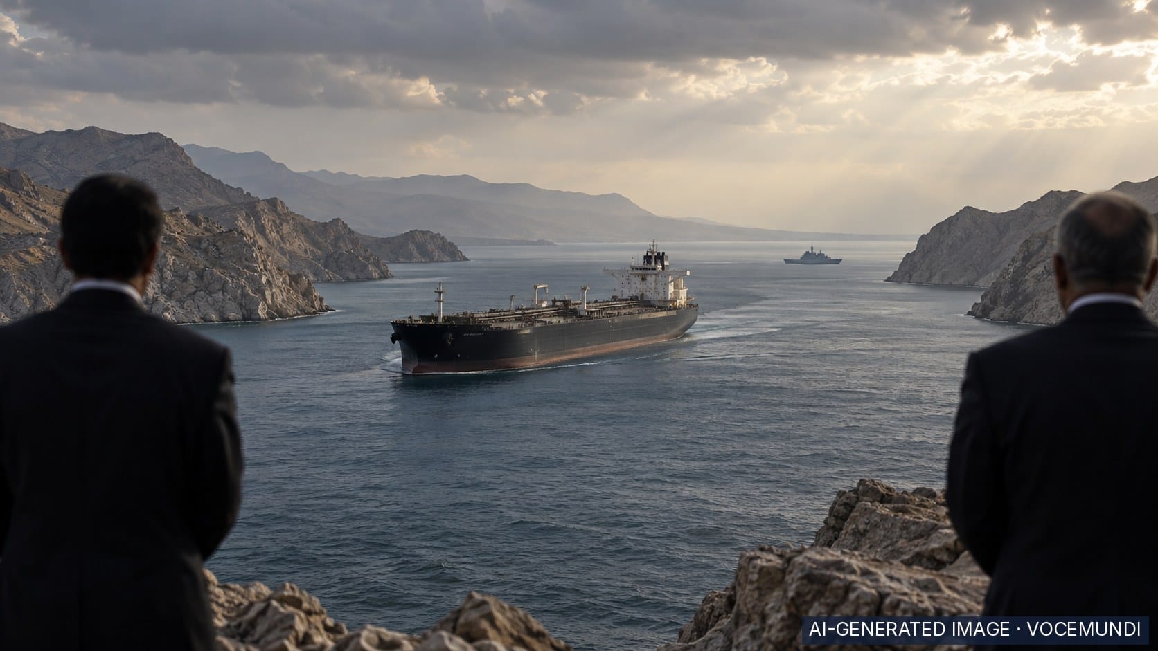 AI-generated image: Hormuz attacks continue as US and Iran trade conditions