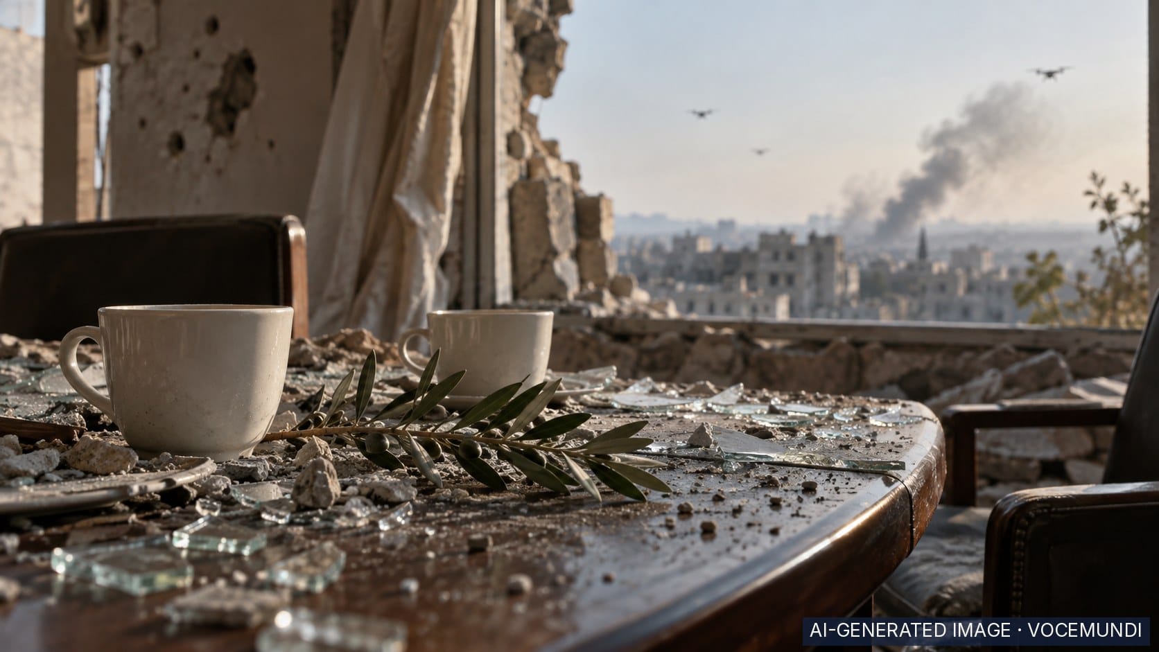 AI-generated image: Mass drone attacks and deadly strikes as talks are proposed