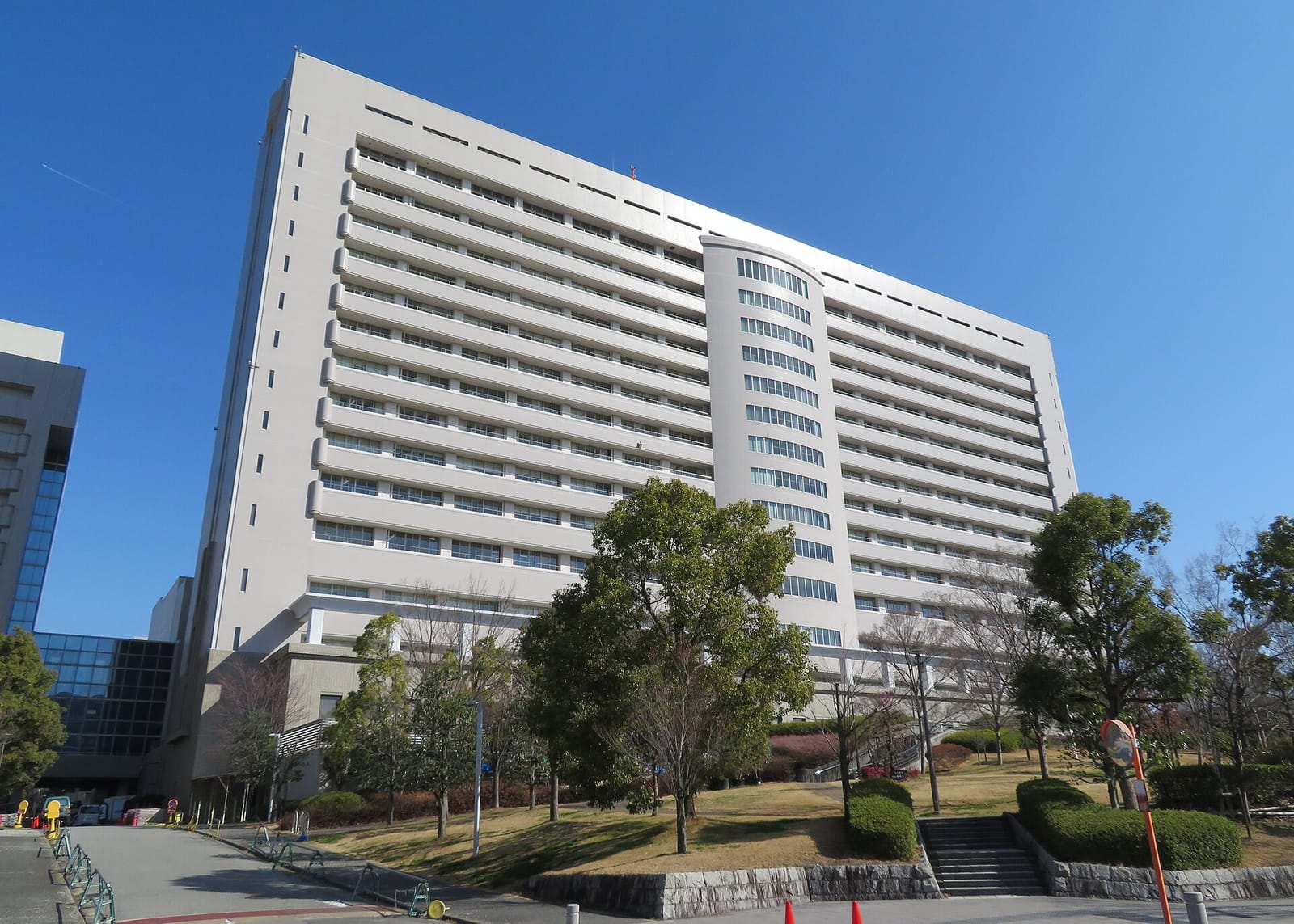 Osaka University Hospital building in Suita, Osaka Prefecture, Japan