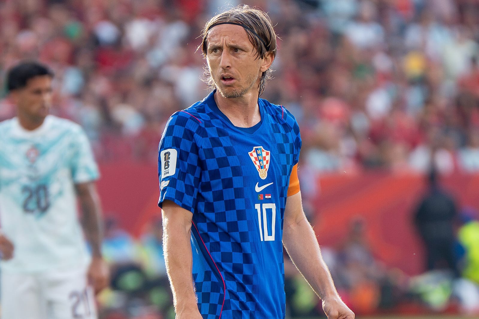 Foto de archivo: Luka Modric jugando con Croacia contra Portugal, julio de 2026.