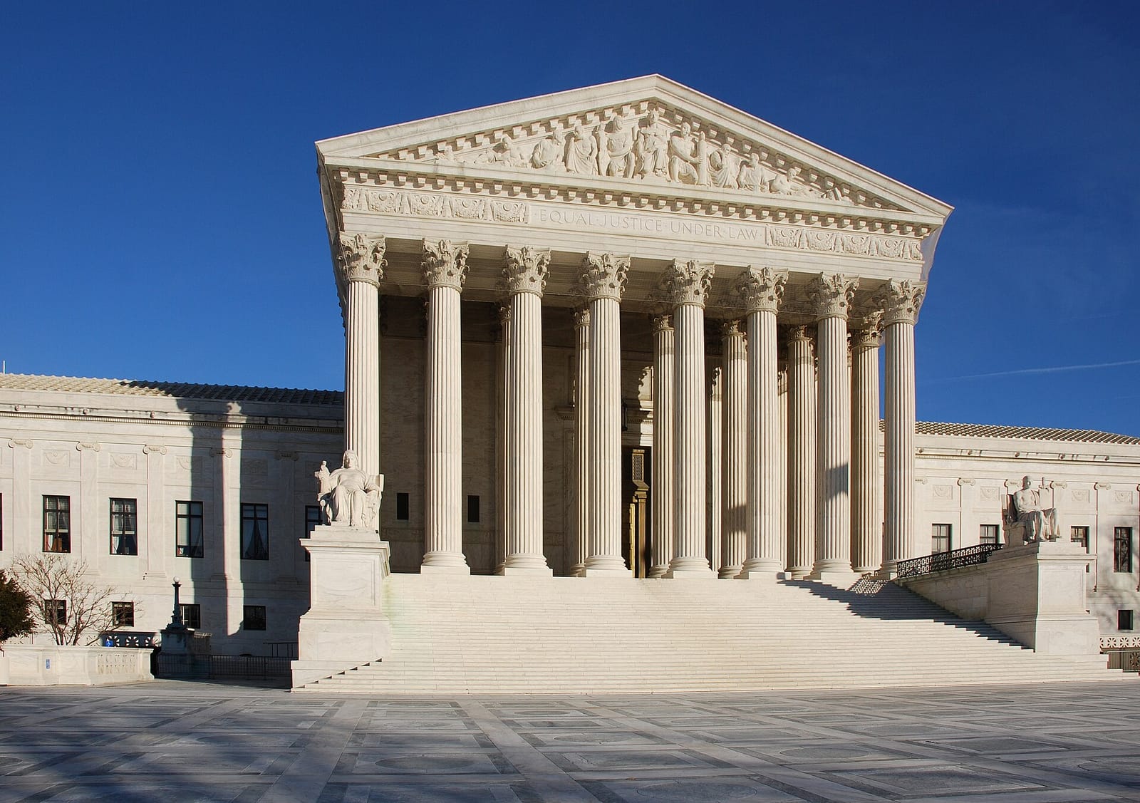 The US Supreme Court building's front facade in Washington, D.C.