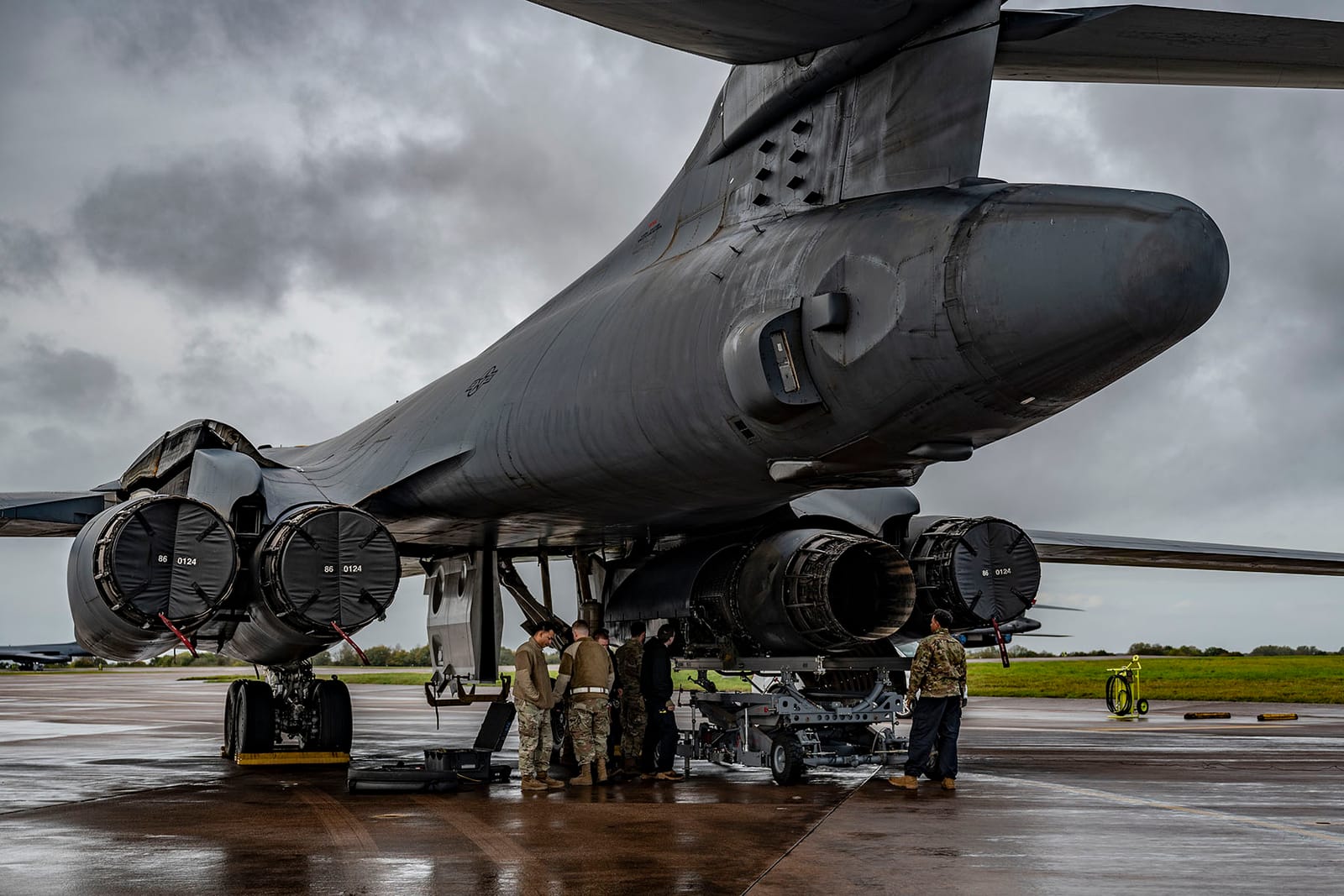 File photo: US airmen service a B-1 Lancer bomber at RAF Fairford