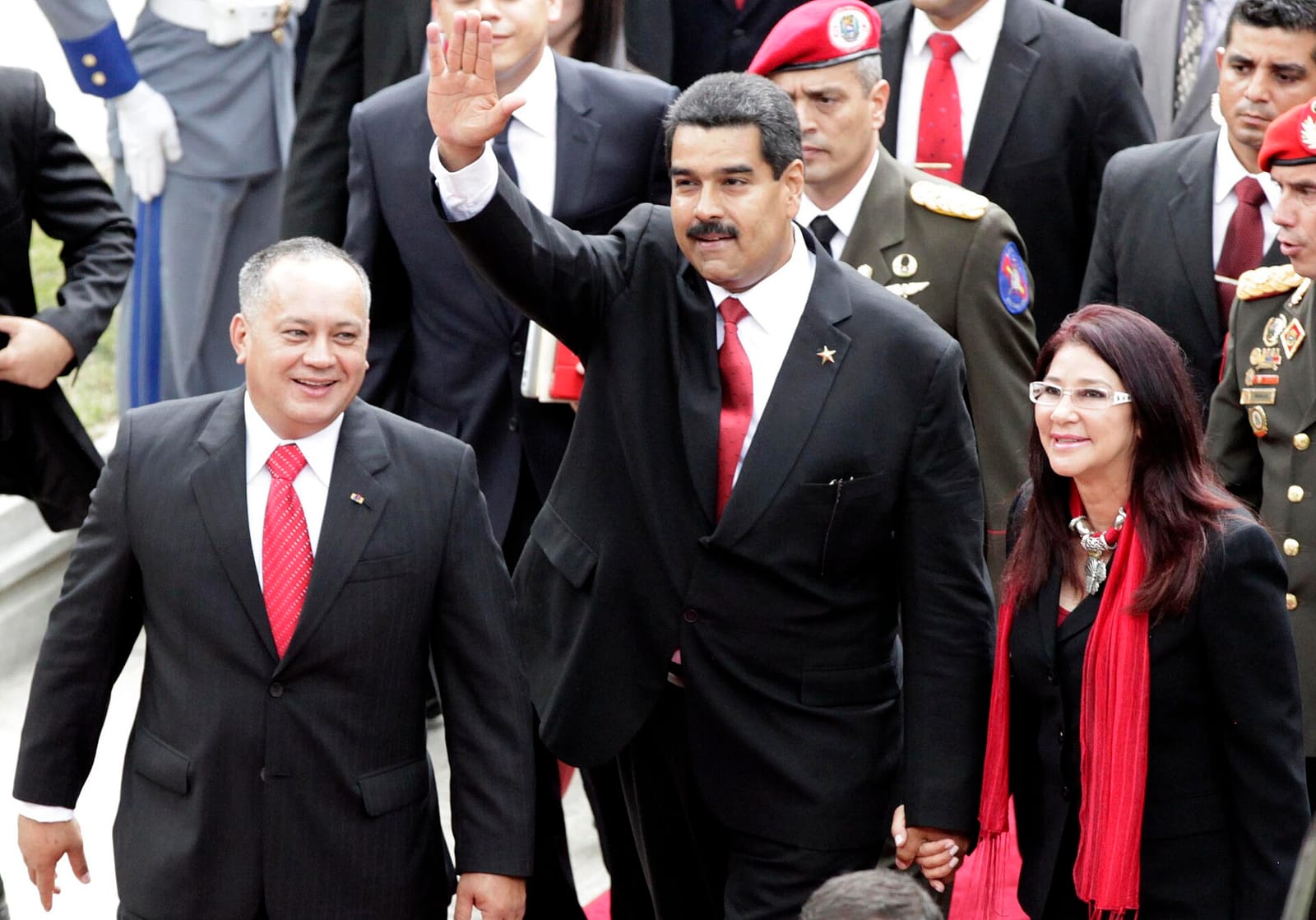 Foto de archivo: Diosdado Cabello, Nicolás Maduro y Cilia Flores en 2013