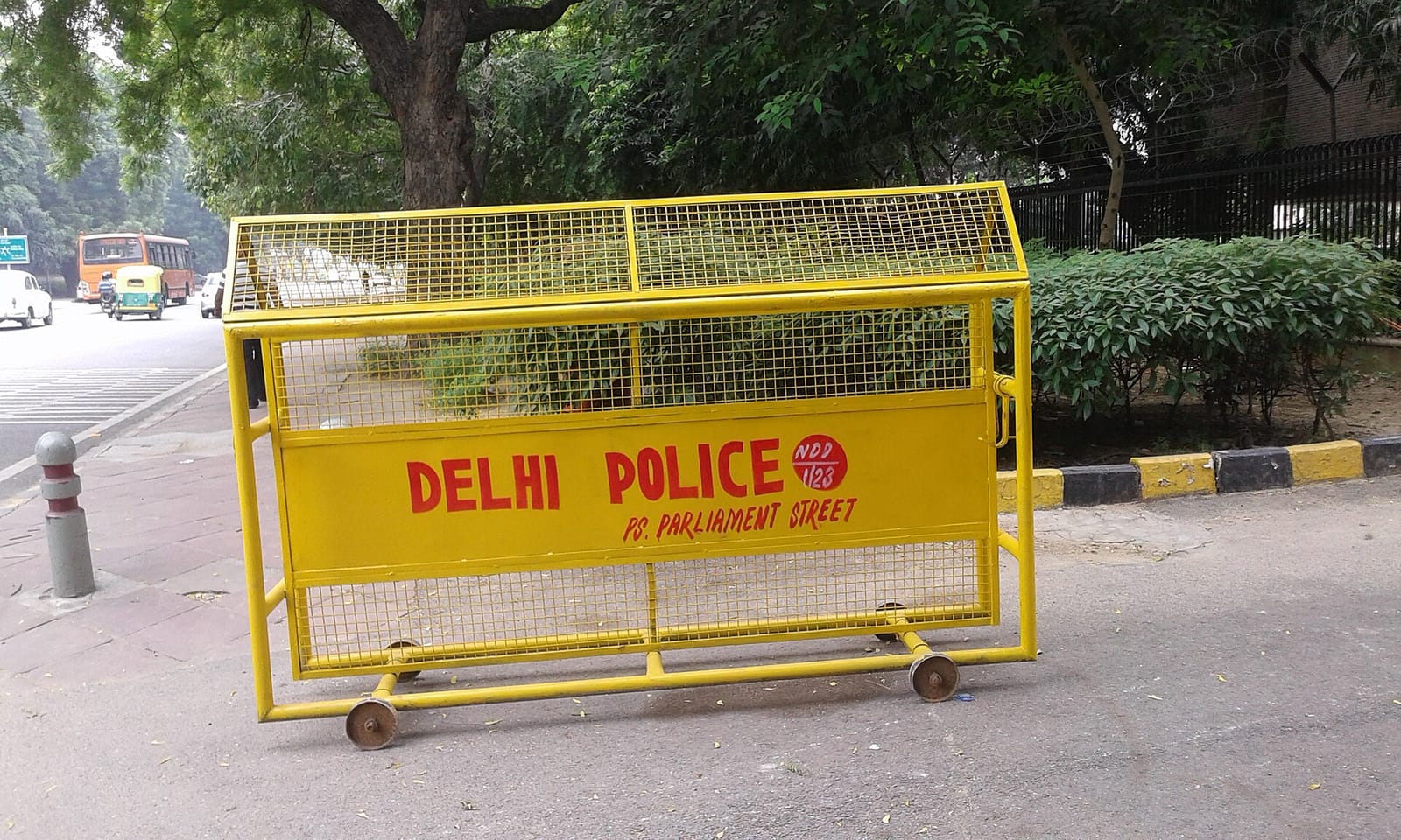 File photo: Delhi Police barricade near Parliament Street police station