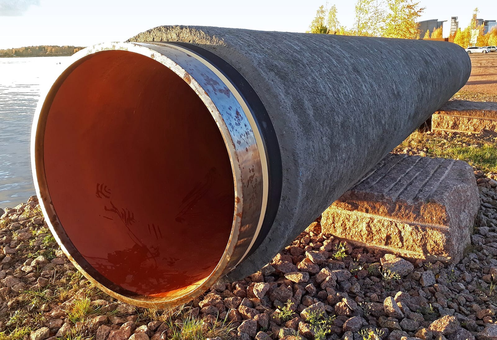 File photo: a section of Nord Stream pipe displayed in Kotka, Finland