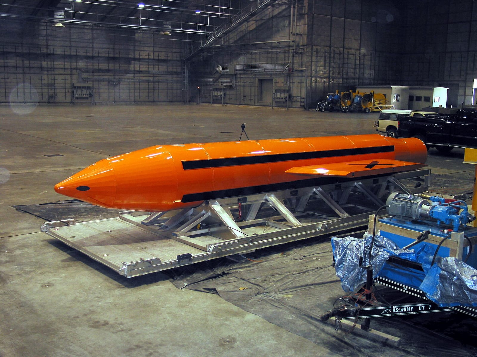 File photo: GBU-43/B 'Mother of All Bombs' being prepared for testing