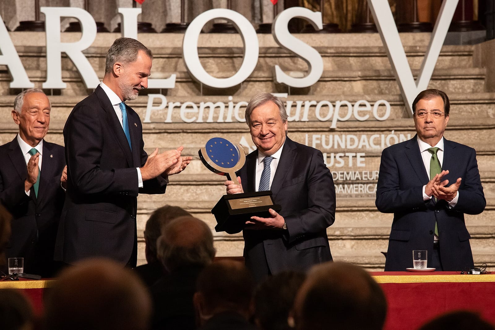 File photo: UN Secretary-General António Guterres receiving Spain's Charles V European Award