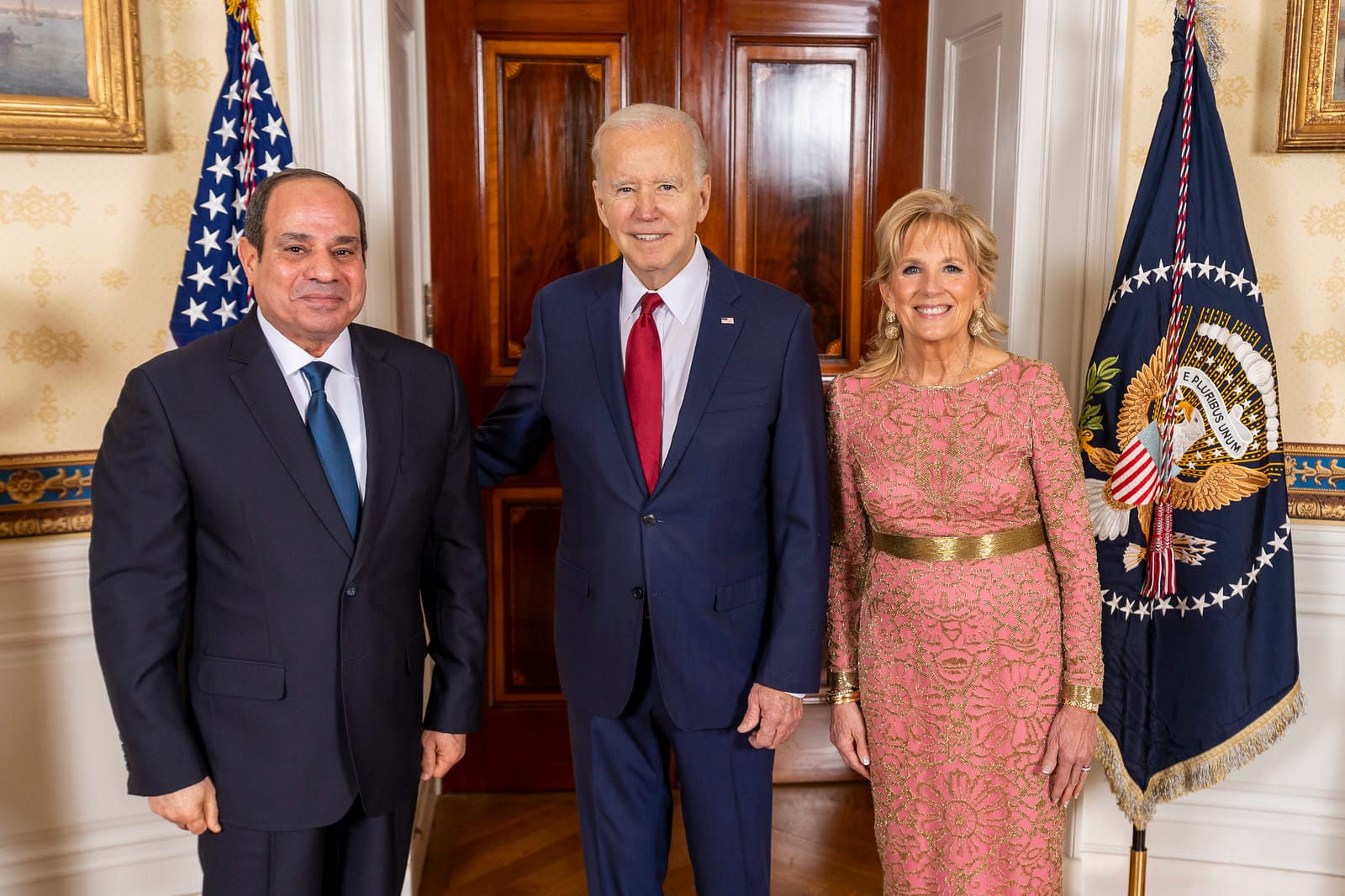 File photo: Egyptian President Abdel Fattah el-Sisi with Joe and Jill Biden