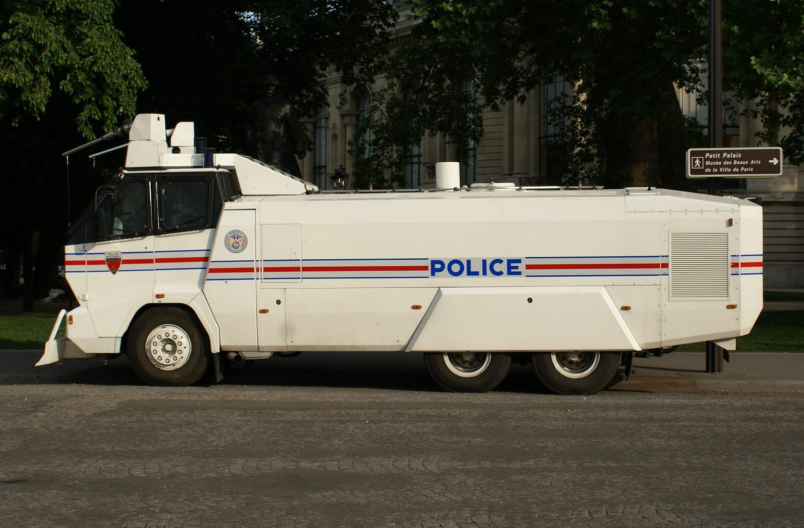 File photo: French national police water cannon vehicle in Paris