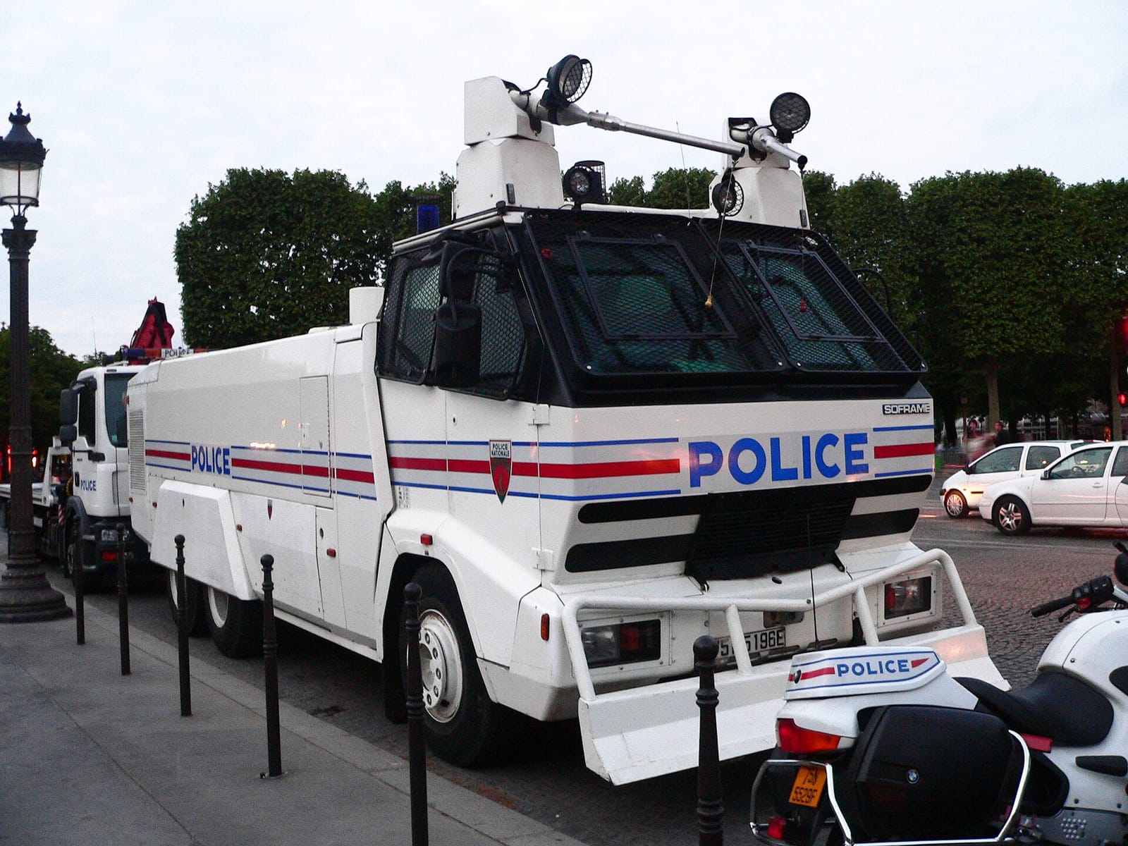 File photo: French police water cannon near the Grand Palais, Paris