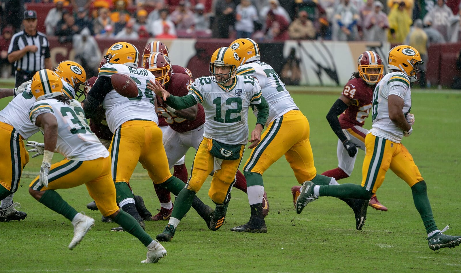 File photo: Aaron Rodgers playing for the Green Bay Packers, 2018