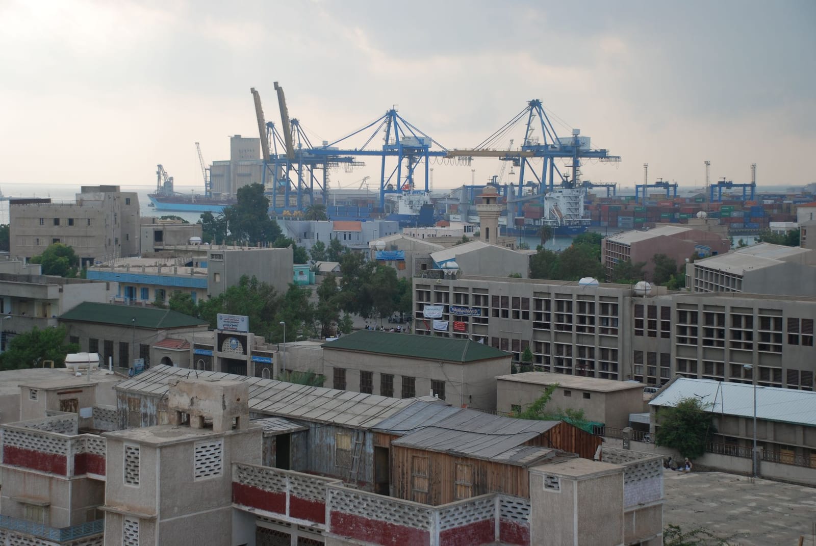 Port Sudan harbour seen from the town centre, eastern Sudan