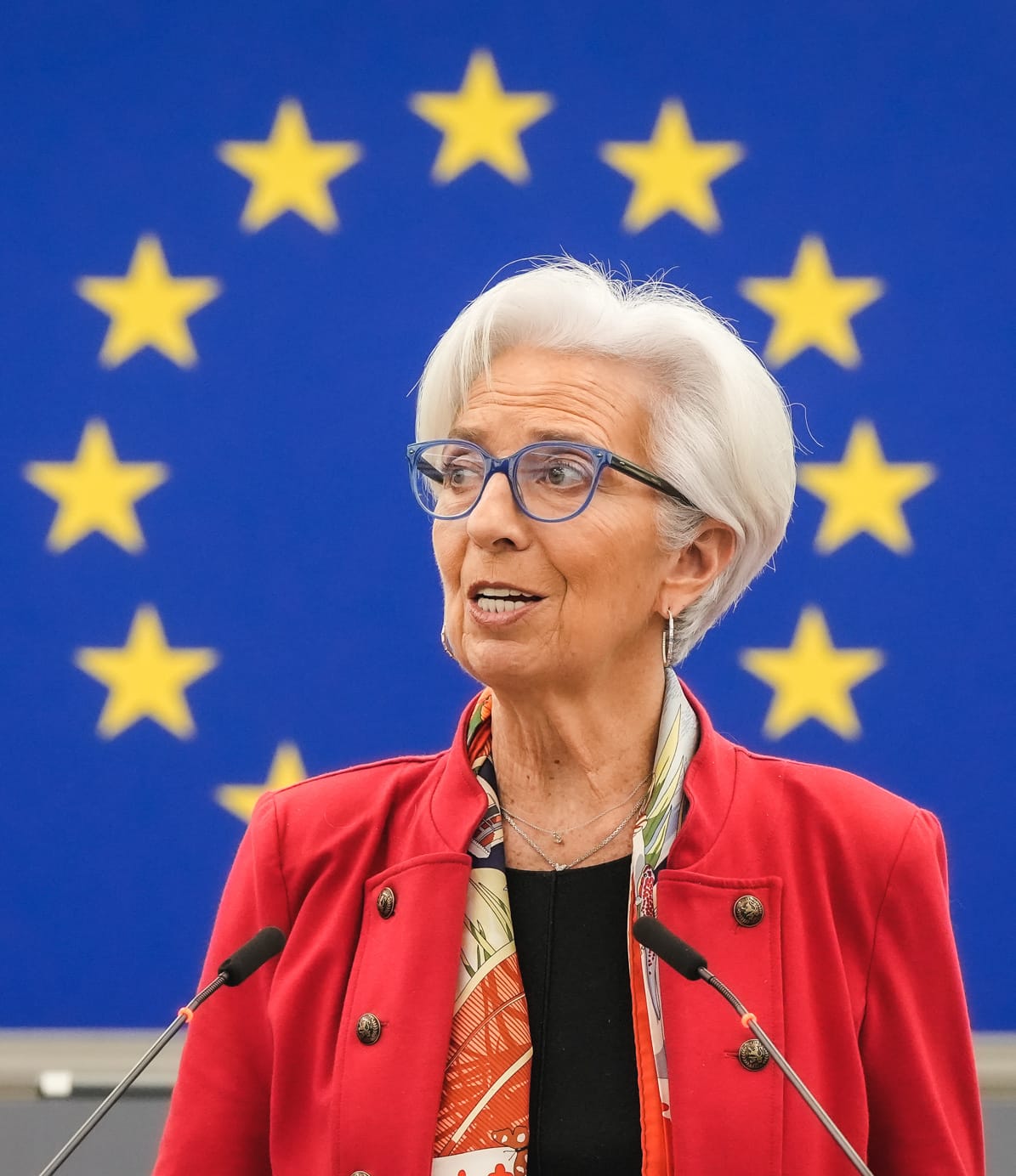 File photo: Christine Lagarde speaking at the European Parliament, 2023