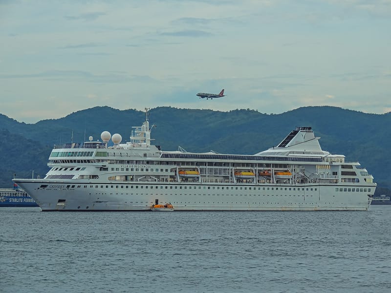Villa Vie Odyssey suspends world voyage in Cambodia, citing fuel costs; about 200 disembark